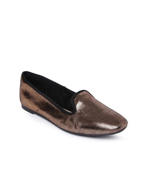 

Clarks Women Copper-Toned Leather Flatforms