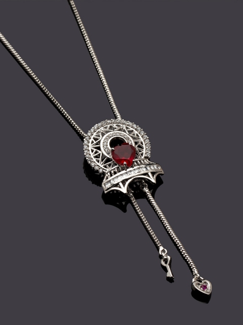 

Studio Voylla Women Silver-Toned Love Lock Pendant with Chain