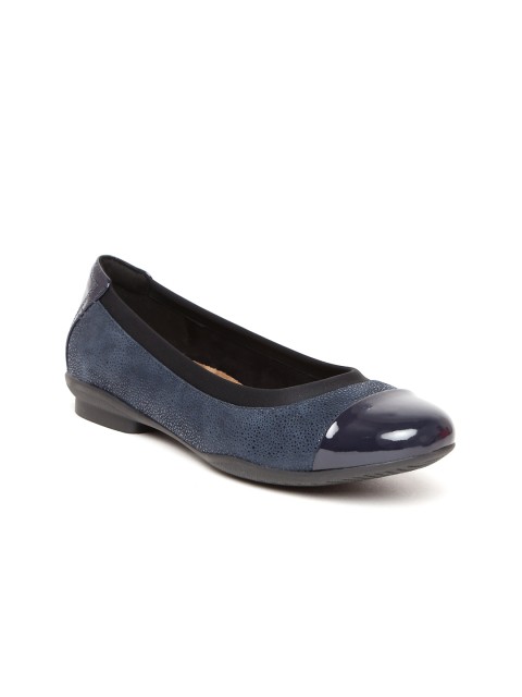

Clarks Women Navy Solid Leather Ballerinas, Navy blue