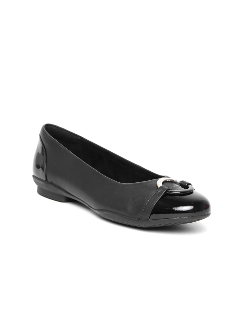 

Clarks Women Black Solid Leather Ballerinas
