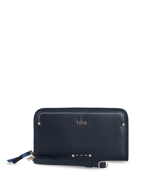 

tohl Women Black Solid Zip Around Wallet