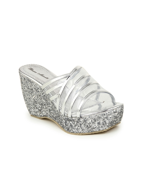 

Bruno Manetti Women Silver-Toned Solid Sandals