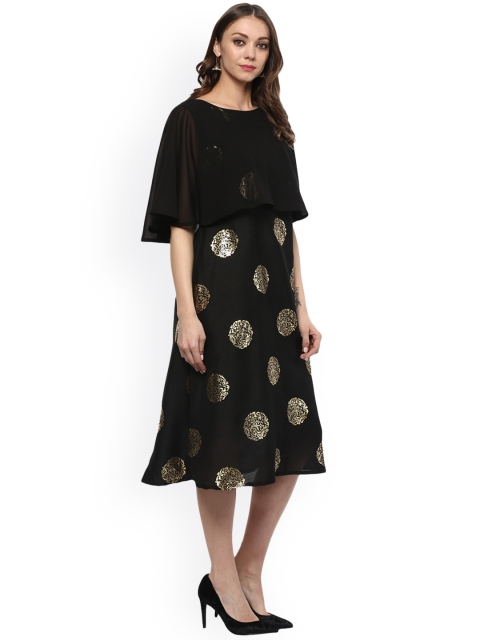 

ZIYAA Women Black Printed A-Line Kurta