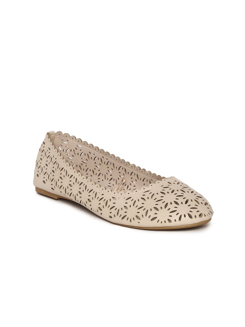 

People Women Beige Solid Ballerinas