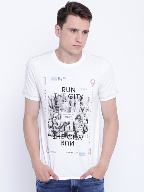 

Monte Carlo Men White Printed Round Neck T-shirt