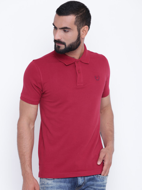 

Monte Carlo Men Maroon Solid Polo Collar T-shirt