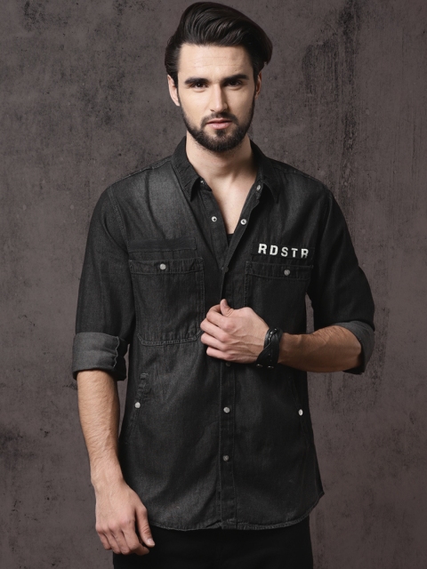 

RDSTR Men Black Regular Fit Faded Casual Shirt