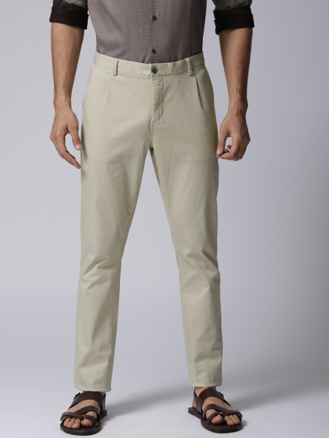 

True Blue Men Beige Regular Fit Solid Trousers