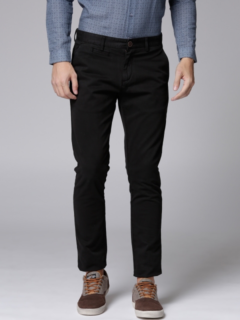 

True Blue Men Black Slim Fit Solid Regular Trousers