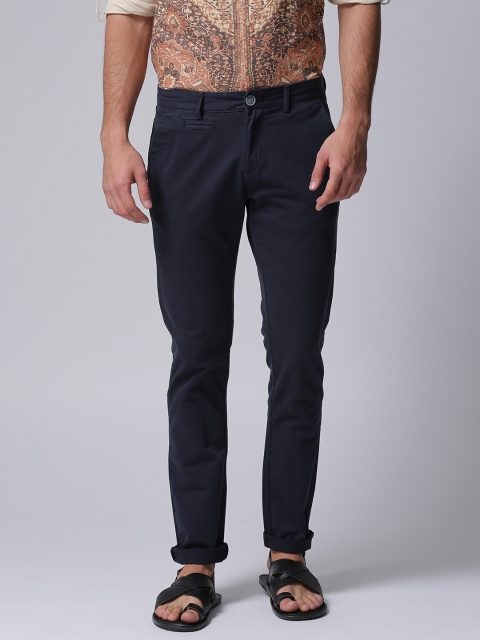 

True Blue Men Navy Slim Fit Solid Chinos, Navy blue