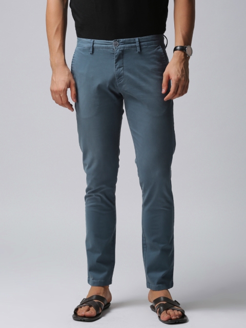 

True Blue Men Blue Regular Fit Solid Regular Trousers