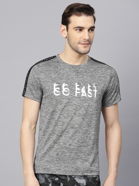 

HRX by Hrithik Roshan Men Grey Printed Detail Round Neck T-shirt