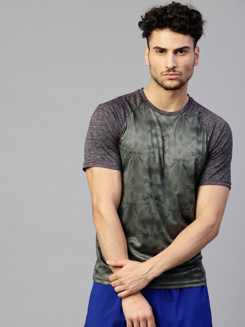 

HRX by Hrithik Roshan Men Charcoal Grey Printed Round Neck T-shirt