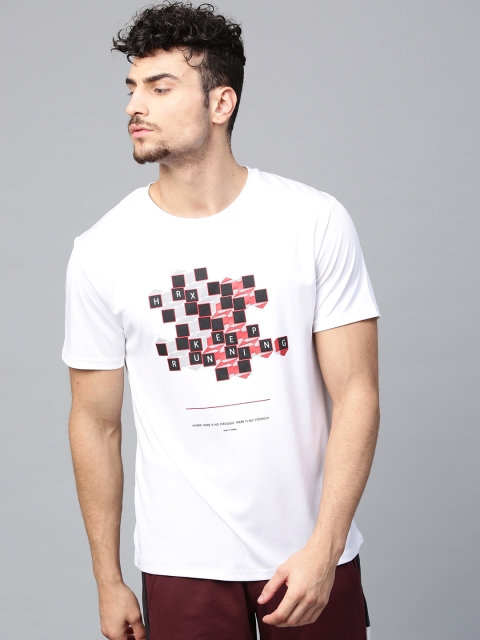 

HRX by Hrithik Roshan Men White Printed Round Neck T-shirt