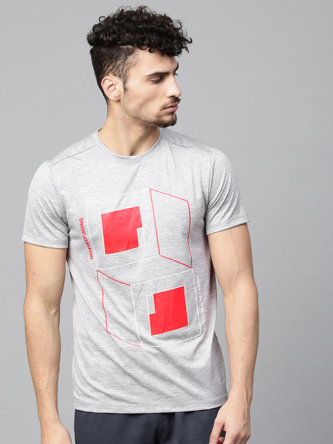 

HRX by Hrithik Roshan Men Grey Printed Round Neck T-shirt