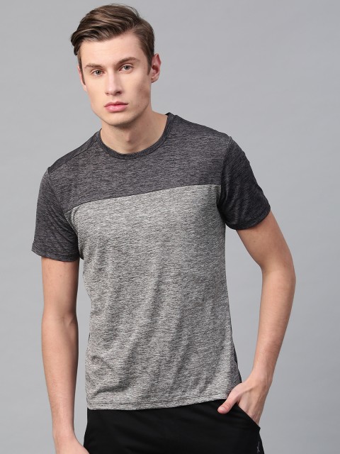 

HRX by Hrithik Roshan Men Grey Colourblocked Round Neck T-shirt