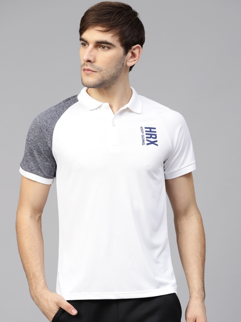 

HRX by Hrithik Roshan Men White Solid Polo Collar T-shirt