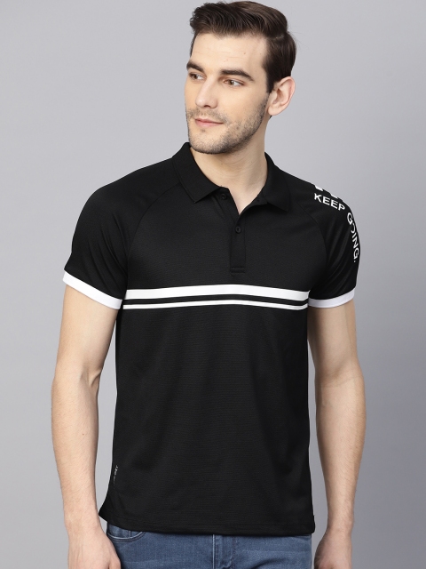 

HRX by Hrithik Roshan Men Black Solid Polo Collar T-shirt