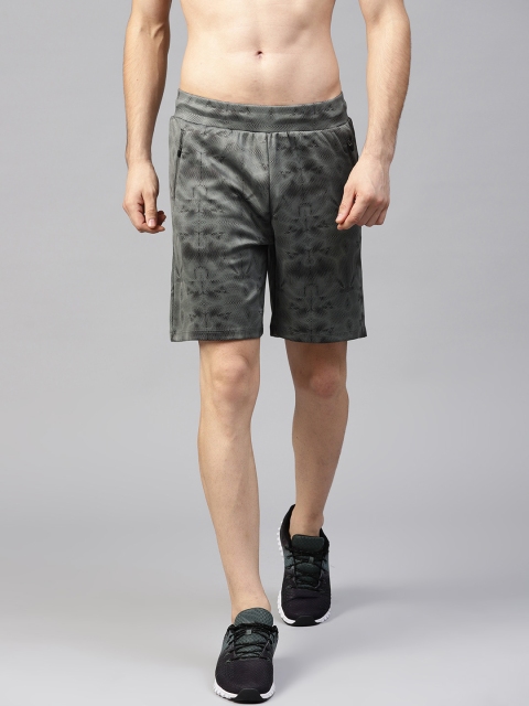 

HRX by Hrithik Roshan Men Charcoal Grey & Black Printed Regular Fit Sports Shorts
