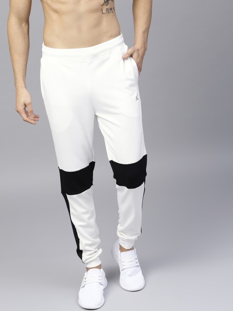 

HRX by Hrithik Roshan Men White & Black Colourblocked Joggers