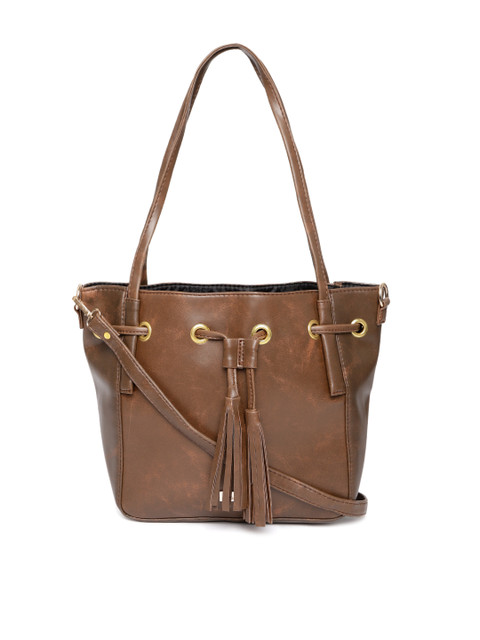 

yelloe Brown Solid Shoulder Bag with Detachable Sling Strap