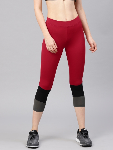 

HRX Active by Hrithik Roshan Red Solid Three-Fourth Length Tights