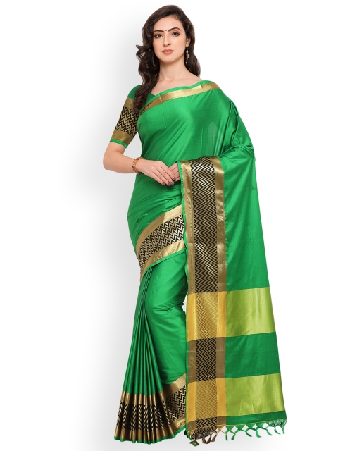 

Satrani Green Solid Poly Silk Saree