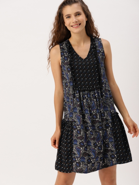 

DressBerry Women Blue Printed A-Line Dress