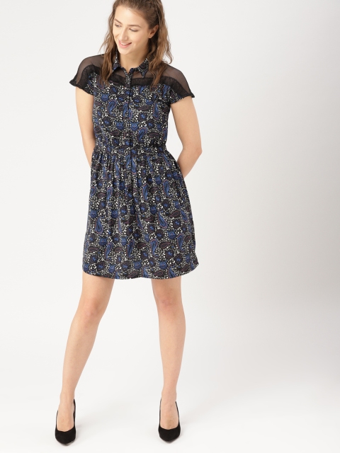 

DressBerry Women Black Printed A-Line Dress