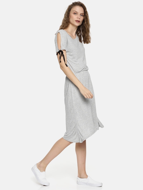 

DressBerry Women Grey Melange Solid A-Line Dress