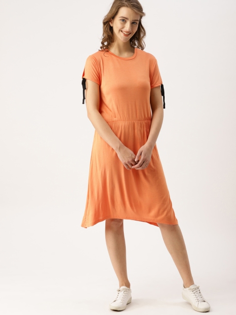 

DressBerry Women Orange Solid A-Line Dress