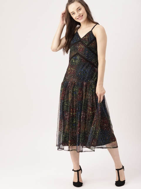 

DressBerry Women Black Printed A-Line Dress