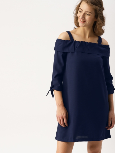 

DressBerry Women Navy Blue Solid A-Line Dress