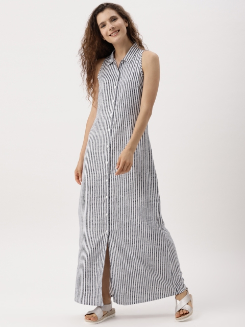 

DressBerry Women Navy Blue Striped Maxi Dress