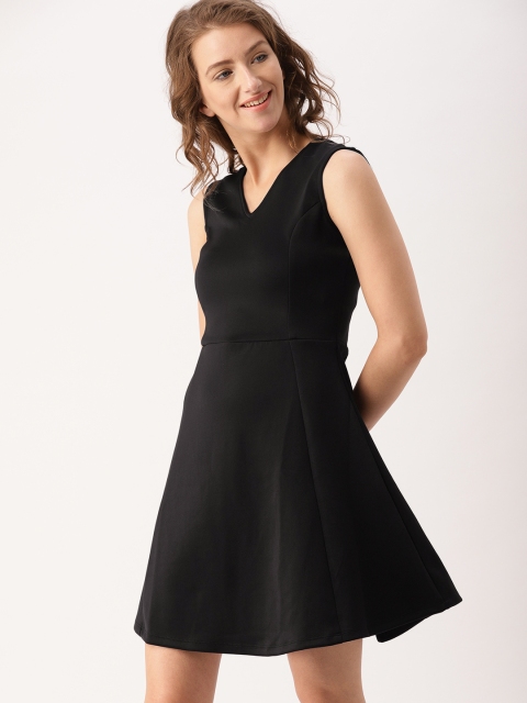 

DressBerry Women Black Solid A-Line Dress