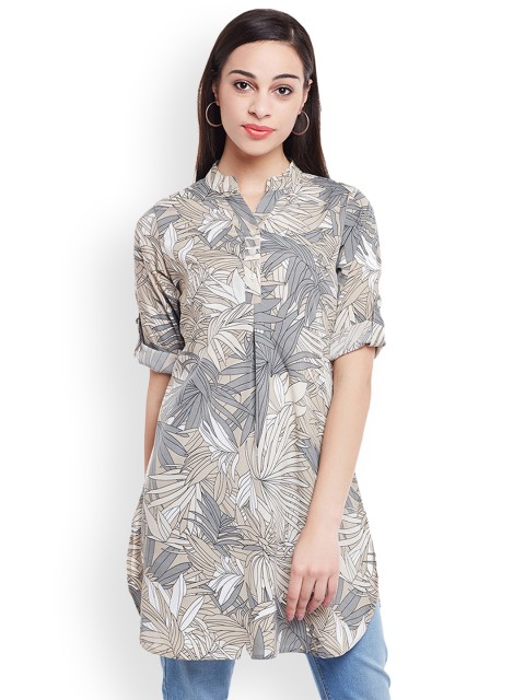 

Ruhaans White & Beige Printed Tunic