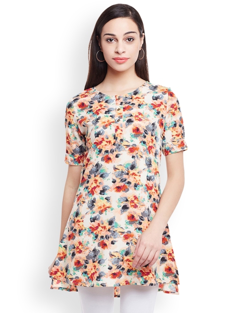 

Ruhaans Beige & Multicoloured Printed Tunic
