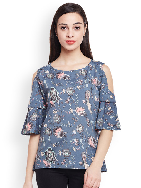 

Ruhaans Women Grey Printed Top