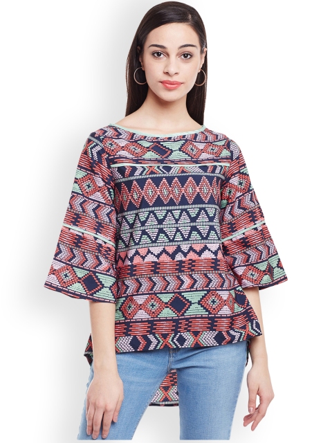 

Ruhaans Women Navy Blue Printed Top