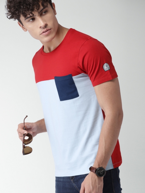 

Harvard Men Blue & Red Colourblocked Round Neck T-shirt