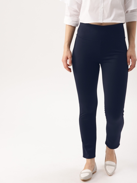 

DressBerry Women Navy Blue Solid Treggings