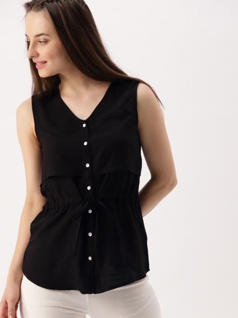 

DressBerry Women Black Solid Shirt Style Top