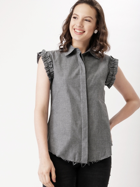 

DressBerry Women Grey Regular Fit Solid Casual Shirt