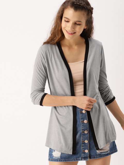 

DressBerry Grey Solid Open Front Shrug