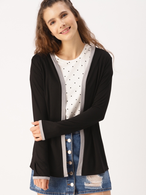 

DressBerry Black Solid Open Front Shrug