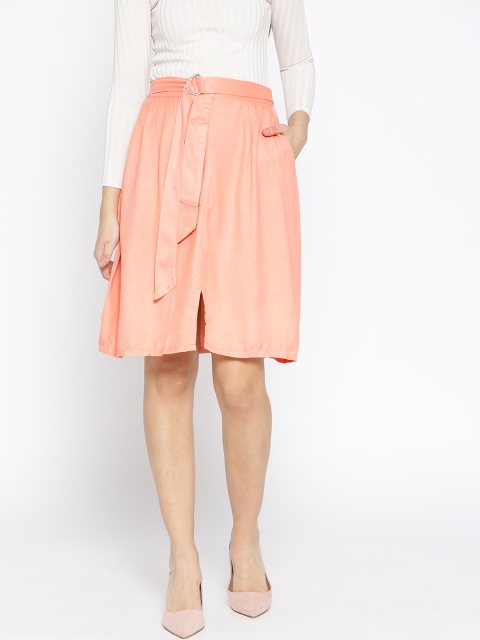 

DressBerry Women Peach-Coloured Solid A-line Skirt