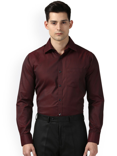 

Next Look Men Brown & Maroon Slim Fit Solid Formal Shirt