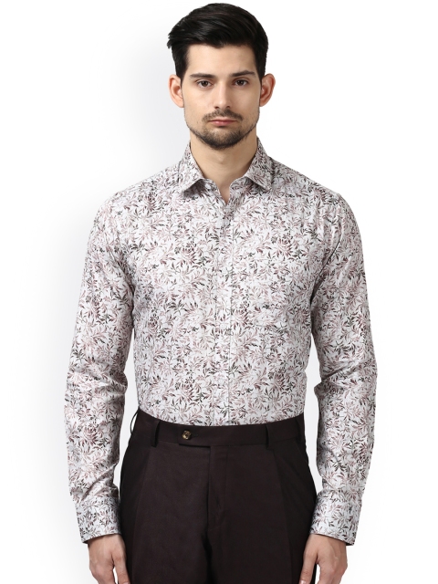 

Next Look Men Off-White & Maroon Slim Fit Printed Casual Shirt