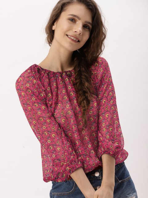 

DressBerry Women Red Printed Blouson Top