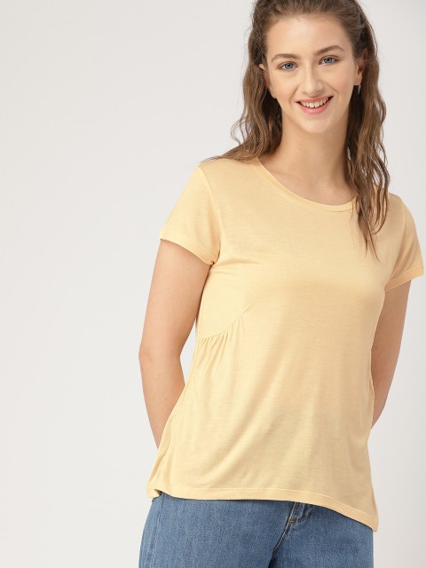 

DressBerry Women Peach-Coloured Solid Top